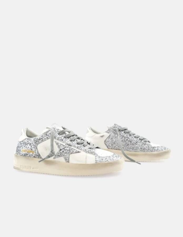 Golden Goose Zilveren Glitter Stardan Sneakers Gray Heren