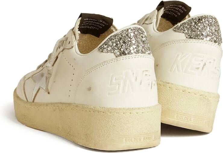 Golden Goose Zilveren Leren Sneakers met Glitter Hiel White Dames