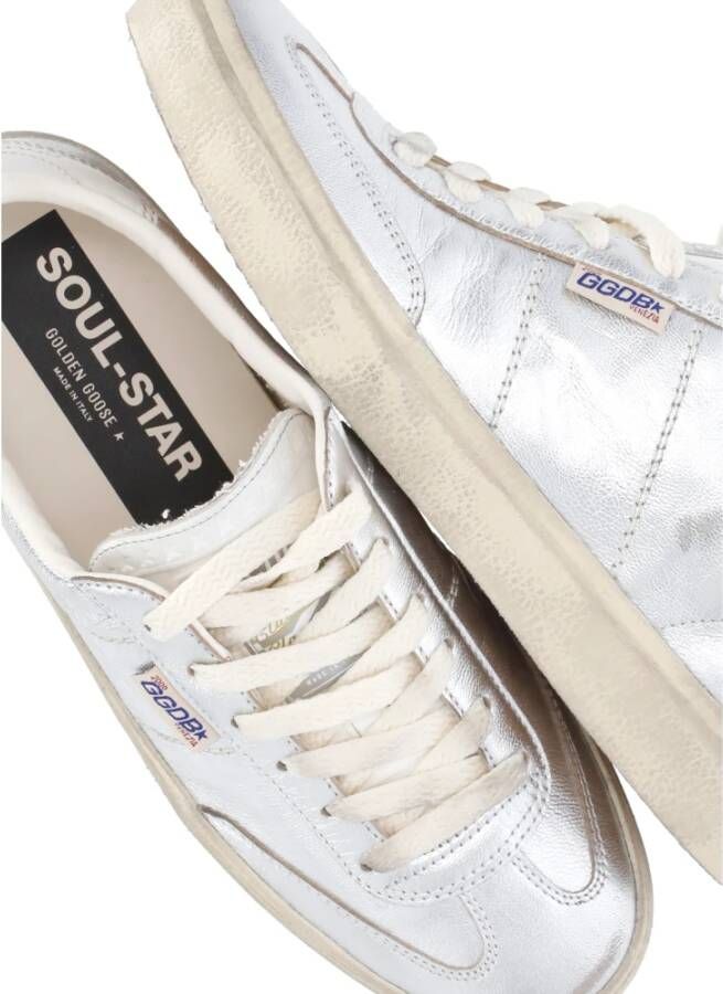 Golden Goose Zilveren Leren Sneakers met Logodetails Gray Dames