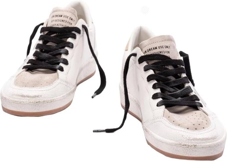 Golden Goose Zilveren Leren Sneakers Wit Zwart White Dames