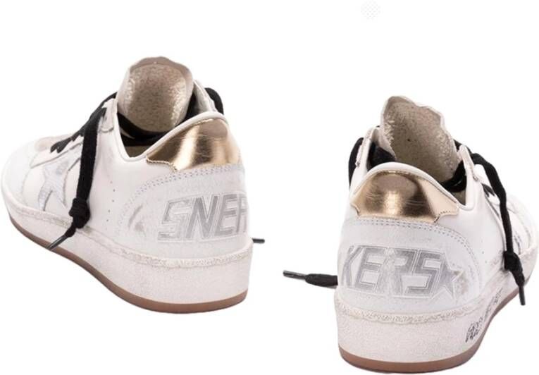 Golden Goose Zilveren Leren Sneakers Wit Zwart White Dames