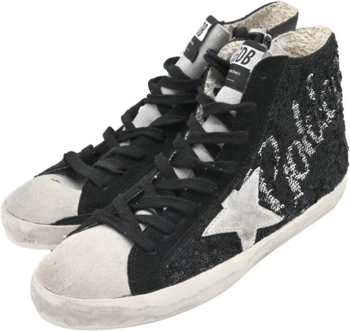 Golden Goose Zwart Wit Suède Glitter Sneakers Black Dames