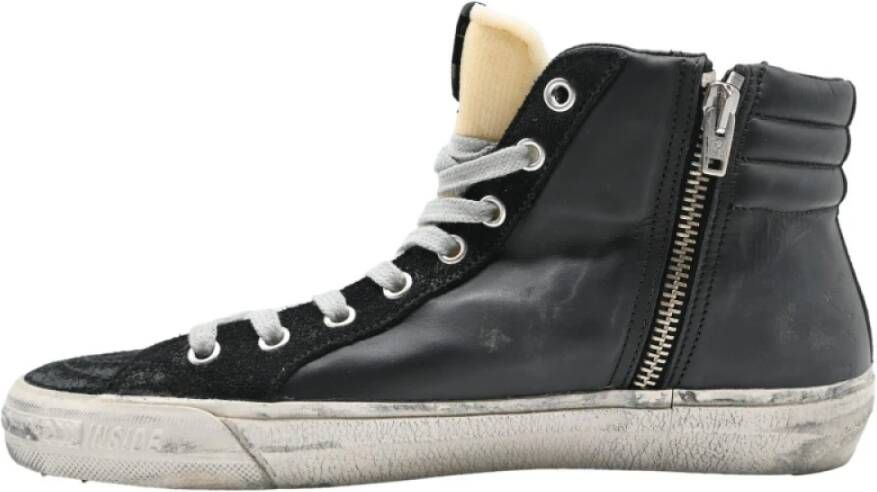 Golden Goose Zwart Zilver Glitter Lijn Sneakers Slide Black Dames