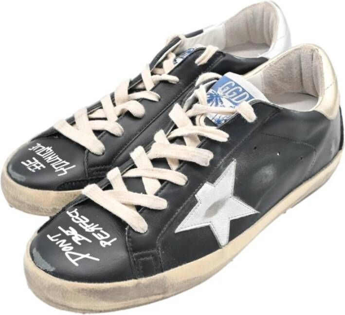 Golden Goose Zwart Zilver Superstar Leren Sneakers Black Dames