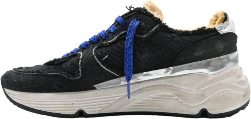 Golden Goose Zwarte Denim Sneakers met Blauwe Glitter Gray Heren