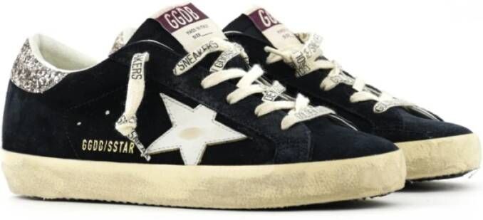 Golden Goose Zwarte Glitter Sneakers Blue Dames