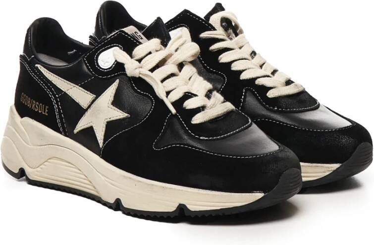 Golden Goose Zwarte hardloopsneakers met leren ster Black Dames