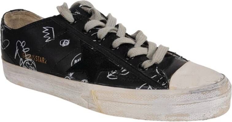 Golden Goose Zwarte leren sneakers met krabbelprint Black Dames