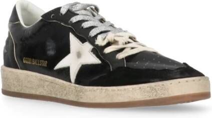 Golden Goose Zwarte leren sneakers met vernietigd effect Black Dames