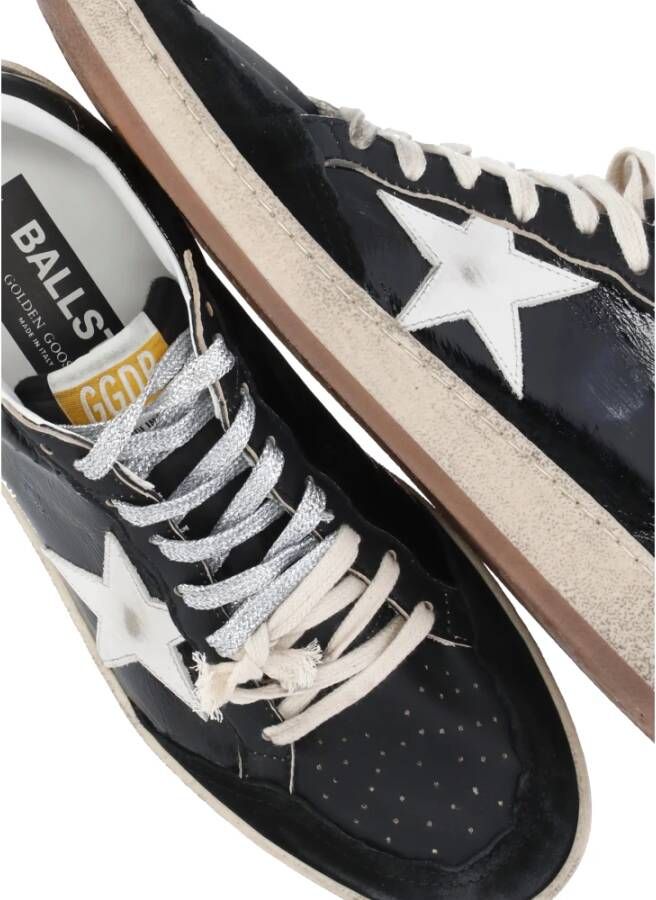 Golden Goose Zwarte leren sneakers met vernietigd effect Black Dames