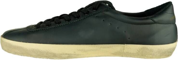 Golden Goose Zwarte Leren Sneakers met Zilveren Detail Black Heren