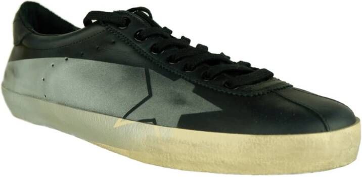 Golden Goose Zwarte Leren Sneakers met Zilveren Detail Black Heren