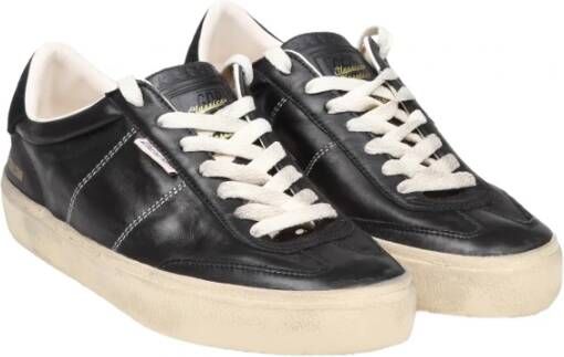 Golden Goose Zwarte Leren Sneakers Vetersluiting Rubber Black Heren