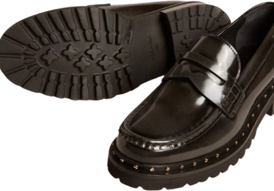 Golden Goose Zwarte leren studs Chunky Moccasin Black Dames