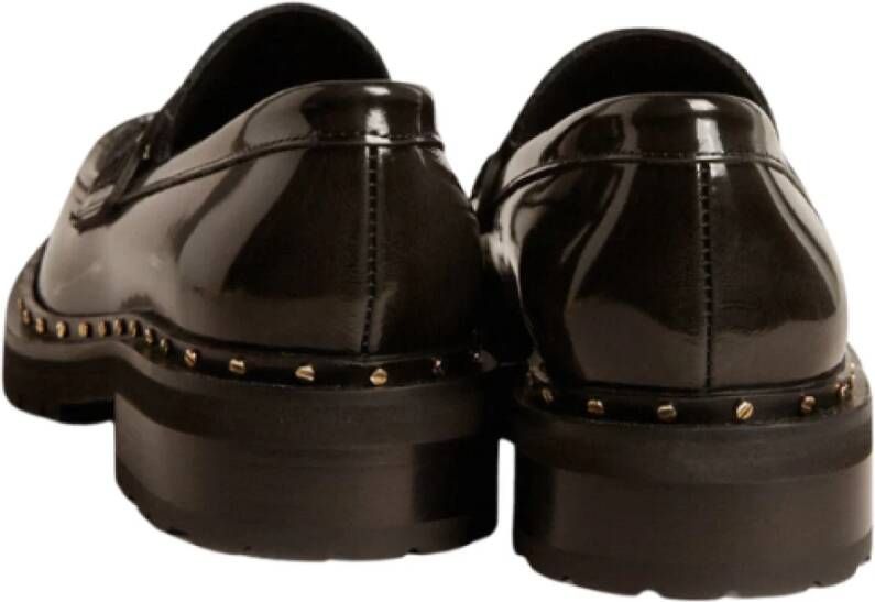 Golden Goose Zwarte leren studs Chunky Moccasin Black Dames