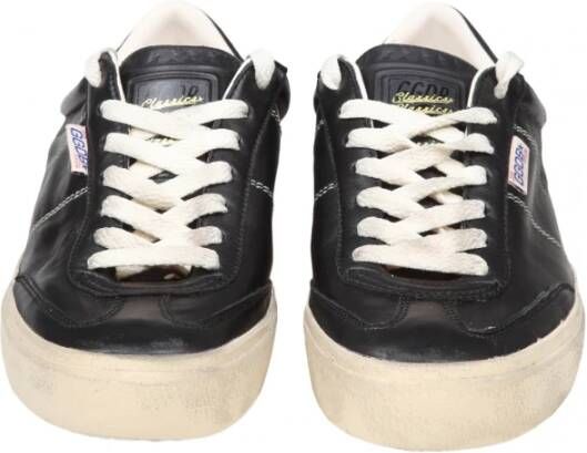 Golden Goose Zwarte leren vetersneakers rubberen zool Black Heren