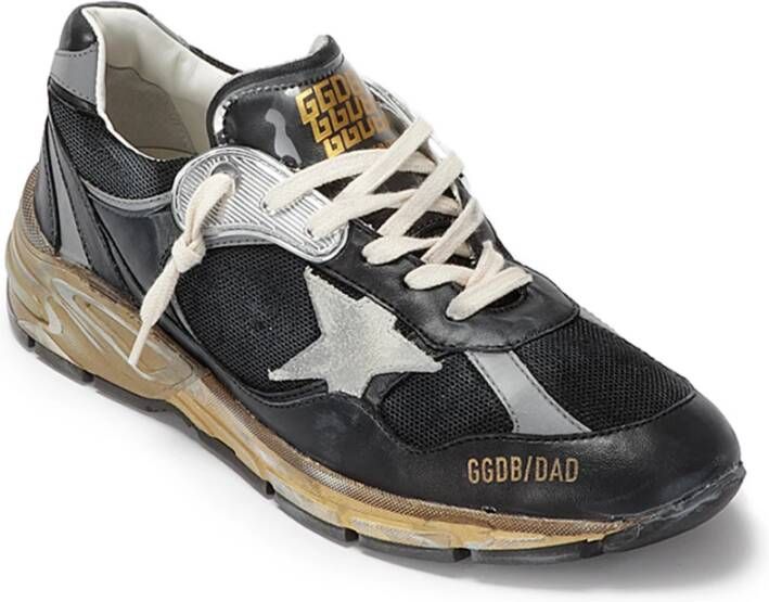 Golden Goose Zwarte Logo Sneaker Leer Stof Rubber Black Heren