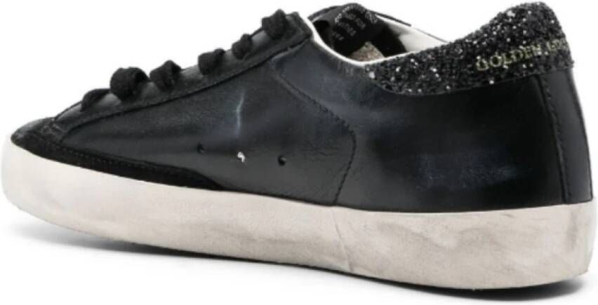 Golden Goose Zwarte ster sneakers met glitterdetail Black Dames