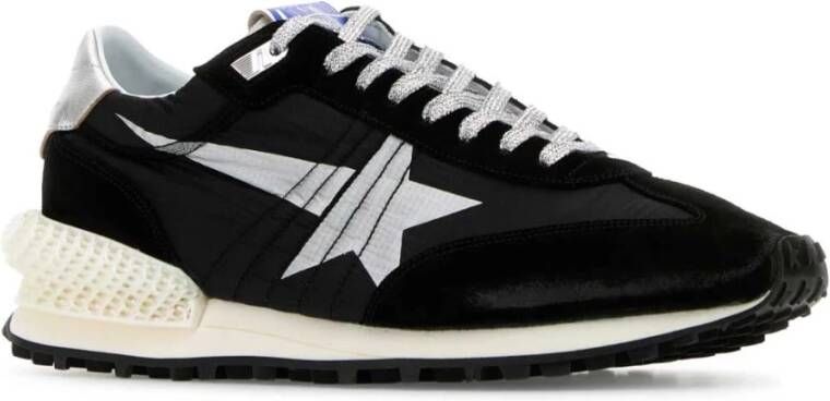 Golden Goose Zwarte Stof Suède Hardloop Marathon Sneakers Black Heren