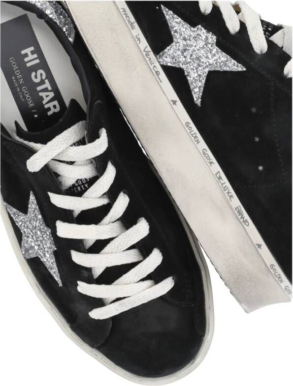 Golden Goose Zwarte Suède Leren Glitter Ster Sneakers Black Dames