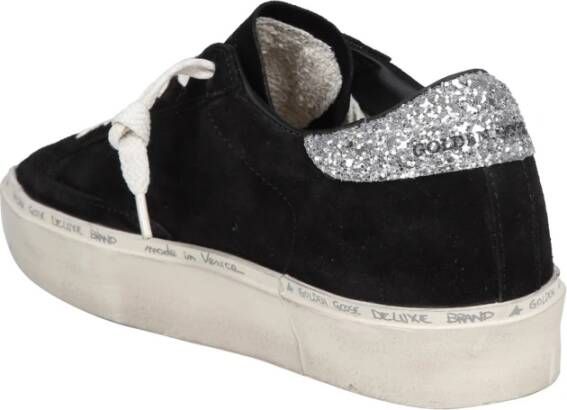 Golden Goose Zwarte Suède Sneakers met Zilveren Glitter Ster Black Dames