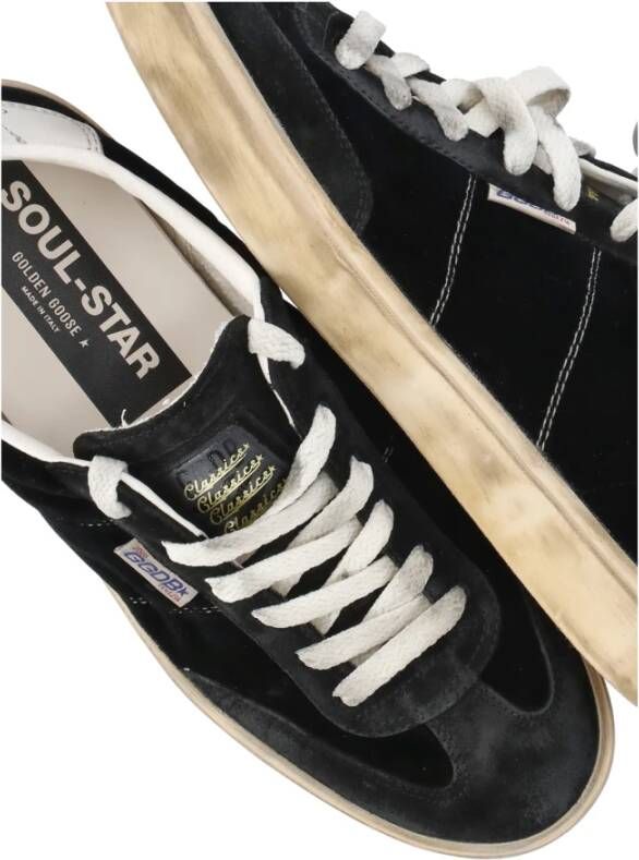 Golden Goose Zwarte Suède Sneakers Ronde Neus Logo Black Dames