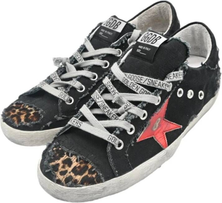 Golden Goose Zwarte Superstar Sneakers met Rode Ster Black Dames