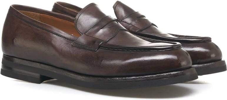 Green George Bruin Leren Loafers Brown Heren