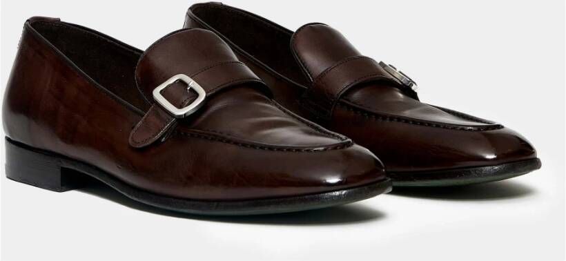 Green George Bruin Leren Loafers Stijlvolle Gesp Brown Heren