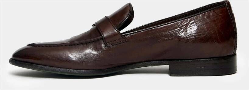 Green George Bruin Leren Loafers Stijlvolle Gesp Brown Heren