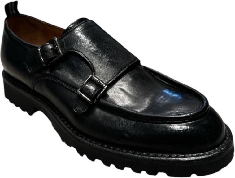 Green George Dubbele gesp leren schoenen tankzool Black Heren