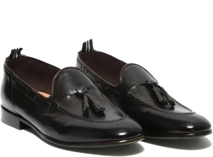 Green George Handgemaakte Leren Loafer Schoenen Black Heren