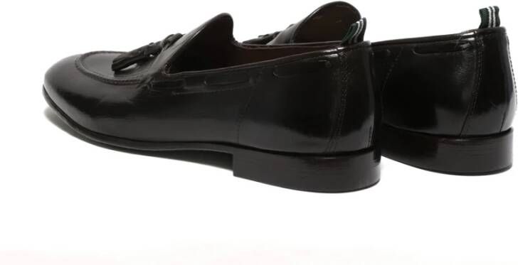 Green George Handgemaakte Leren Loafer Schoenen Black Heren