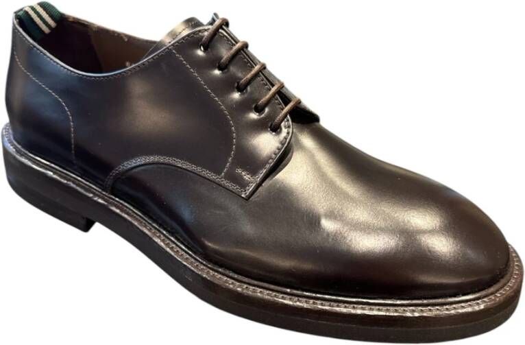 Green George Italiaanse leren Derby schoenen met Vibram zool Black Heren