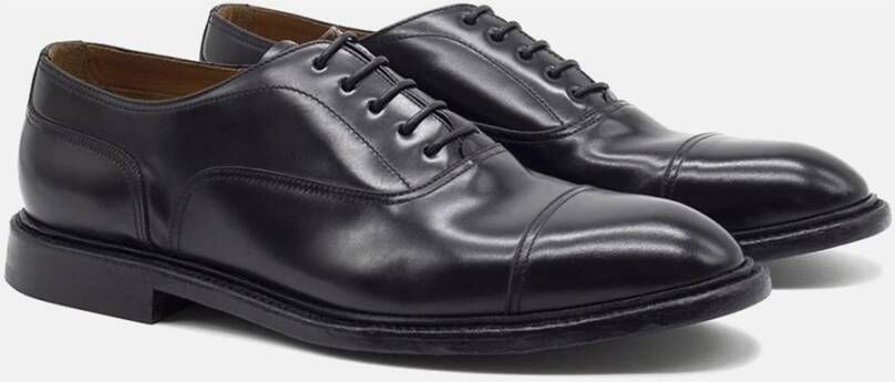 Green George Klassieke Zwarte Leren Veterschoenen Black Heren