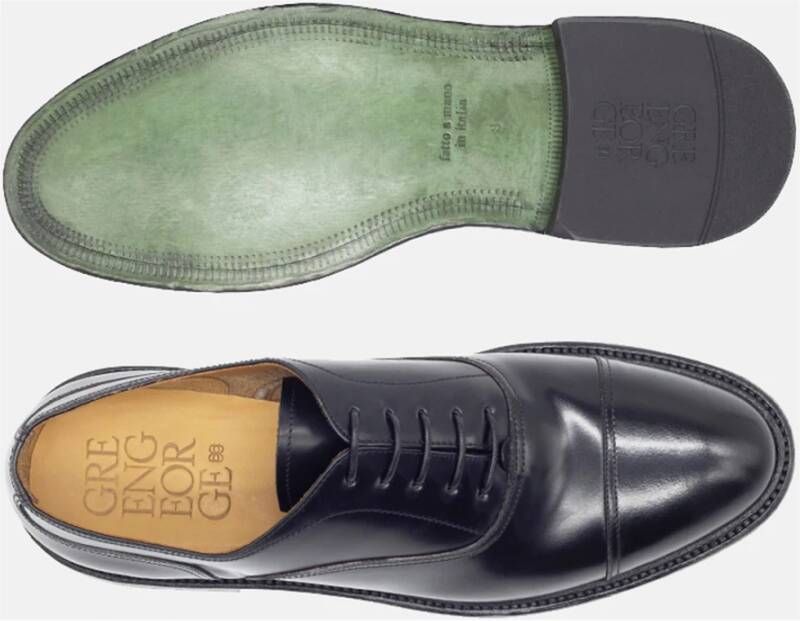 Green George Klassieke Zwarte Leren Veterschoenen Black Heren