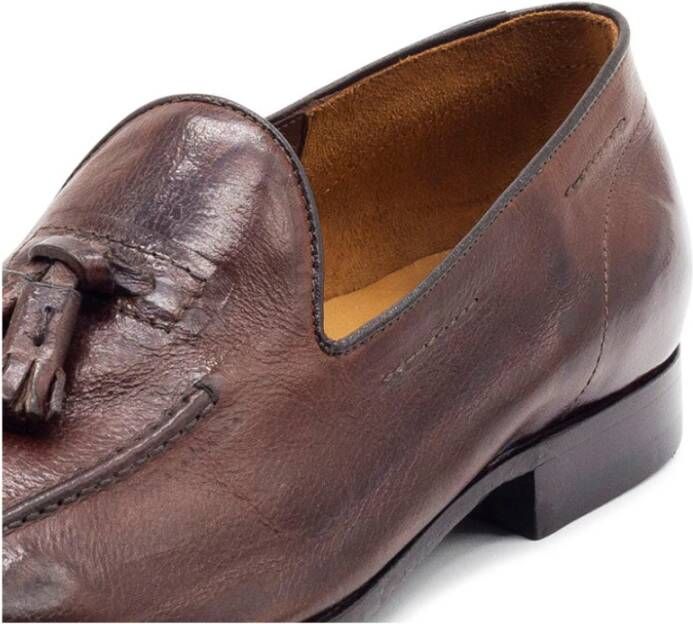 Green George Rustieke Leren Loafer met Kwastjes Brown Heren