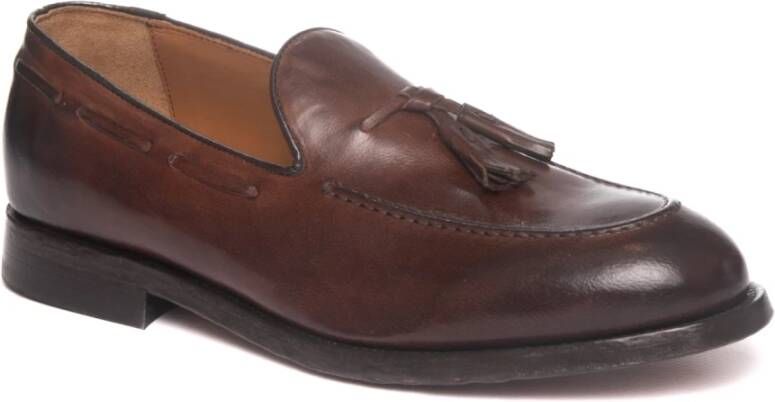 Green George Rustieke Leren Loafer met Leren Voering Brown Heren