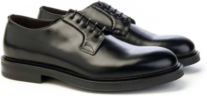 Green George Zwarte Geborsteld Leren Derby Schoenen Black Heren