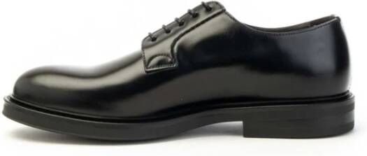 Green George Zwarte Geborsteld Leren Derby Schoenen Black Heren