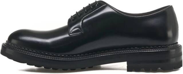 Green George Zwarte Gepoetste Leren Veterschoenen Black Heren