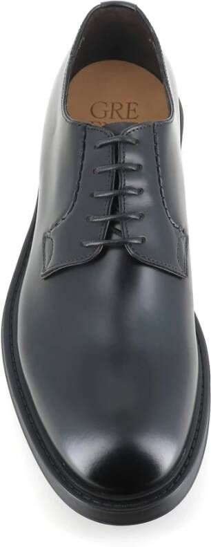 Green George Zwarte Leren Derby Schoenen Black Heren