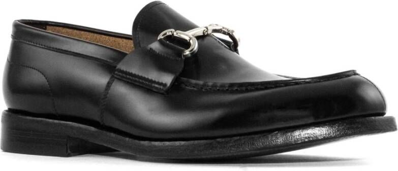 Green George Zwarte Leren Loafer met Metalen Detail Black Heren