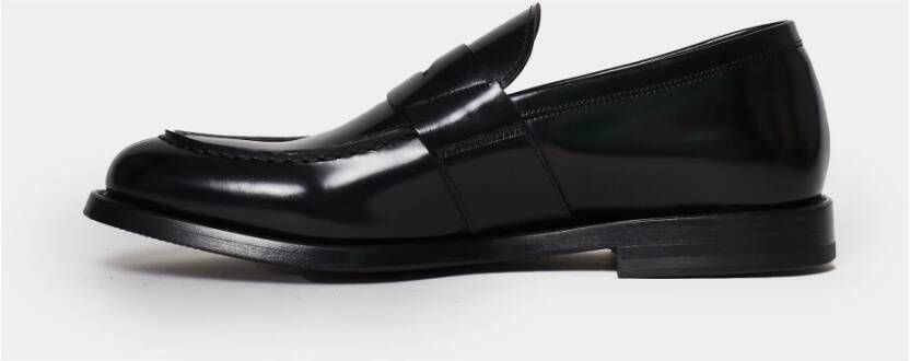 Green George Zwarte leren Loafer schoenen Black Heren