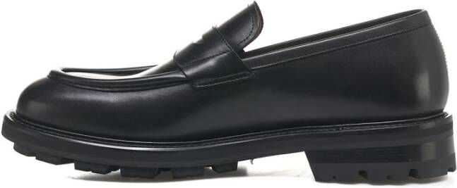 Green George Zwarte Leren Loafers Black Heren