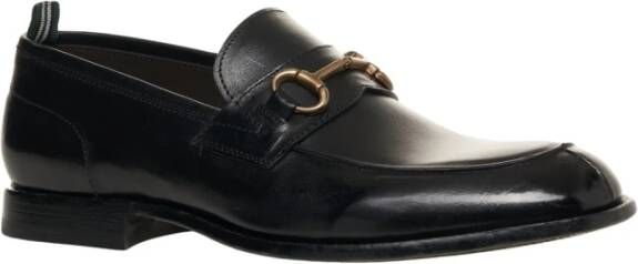 Green George Zwarte Leren Loafers Stijlvolle Gespsluiting Black Heren