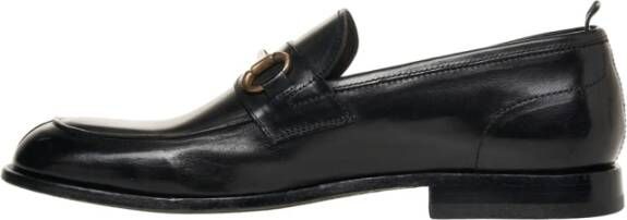 Green George Zwarte Leren Loafers Stijlvolle Gespsluiting Black Heren