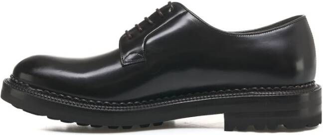 Green George Zwarte Leren Veterschoenen Black Heren