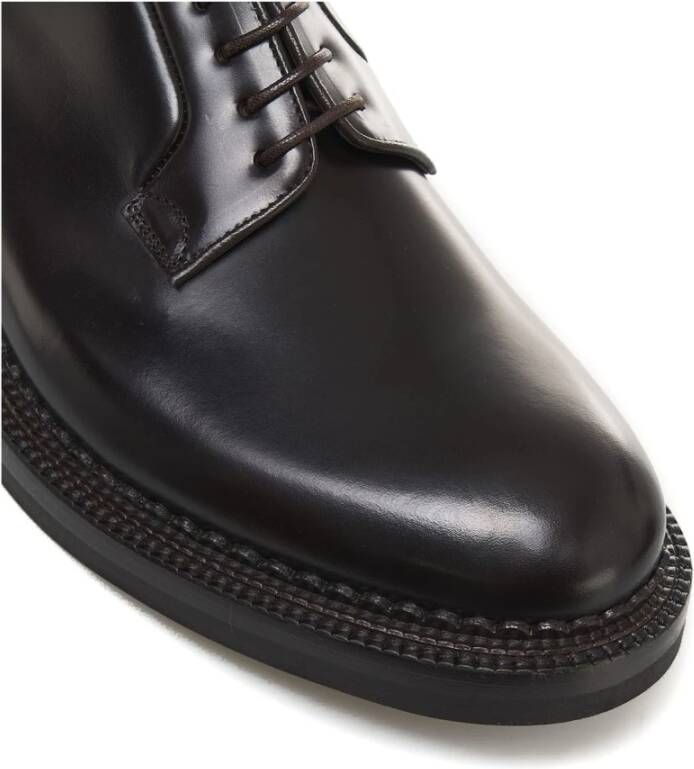 Green George Zwarte Leren Veterschoenen Black Heren