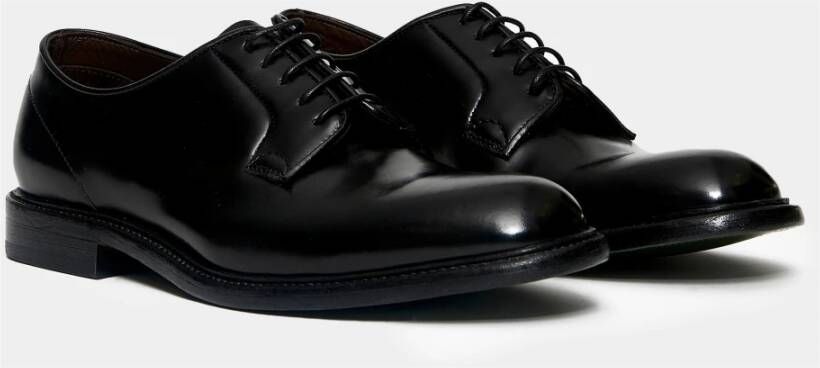 Green George Zwarte Leren Veterschoenen Black Heren